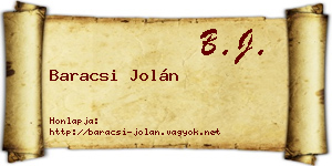 Baracsi Jolán névjegykártya